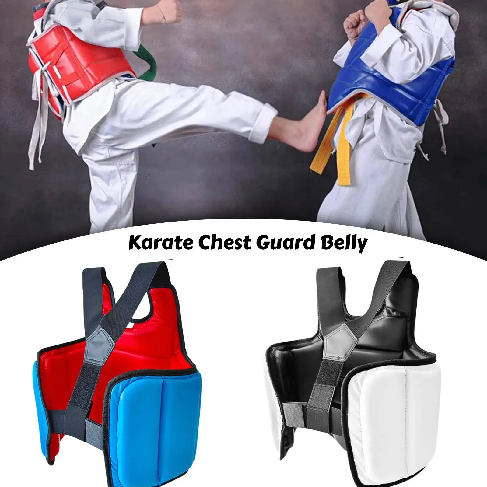 Reversible Karate Chest Adjustable Protector  Chest Guard Belly Ribs for Adults Kids Martial Arts Heavy Punching Muay Thai