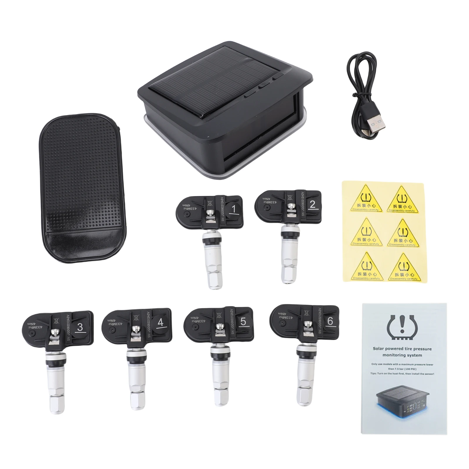 

Система контроля давления в шинах, солнечный монитор давления в шинах с 6 внутренними датчиками, окружающим освещением, температурой отображения в режиме реального времени