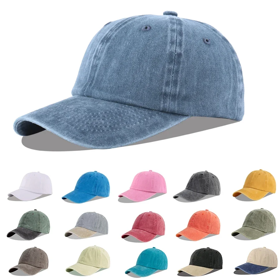 2026 LANGZHEN Unisex Baseball Cap 100% Cotton Fits Men Women Washed Denim Adjustable Dad Hat