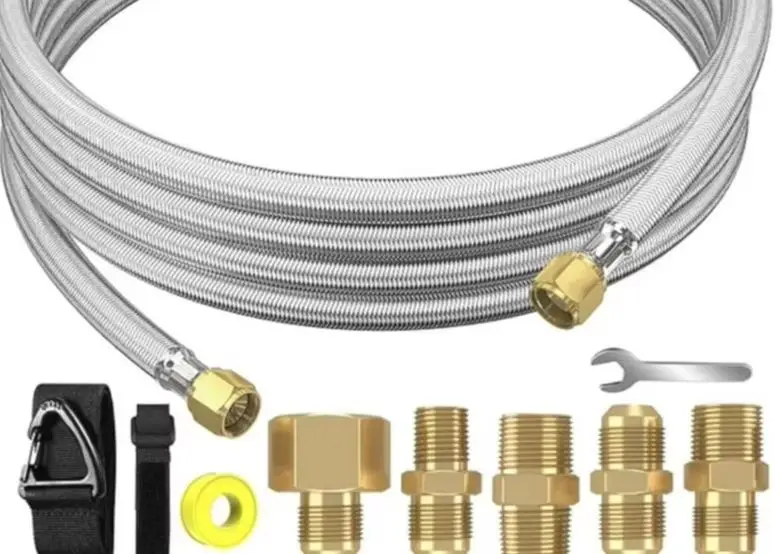 6FT 3/8 Inch For Braided Propane Hose Extension For Outdoor Grill High Pressure Gas Line With Brass Fittings Stainless Steel