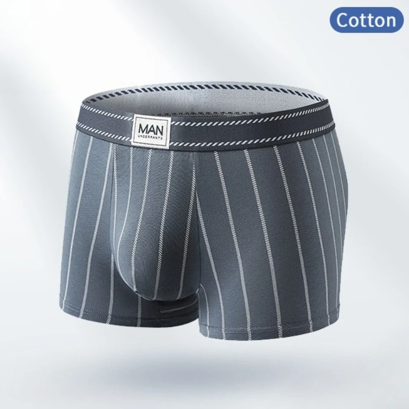 

Cotton Men's Panties Modal Boxers Soft Comfortable Stripes Boxer Briefs Plus Size Breathable Underpants Homewear Men Underwear