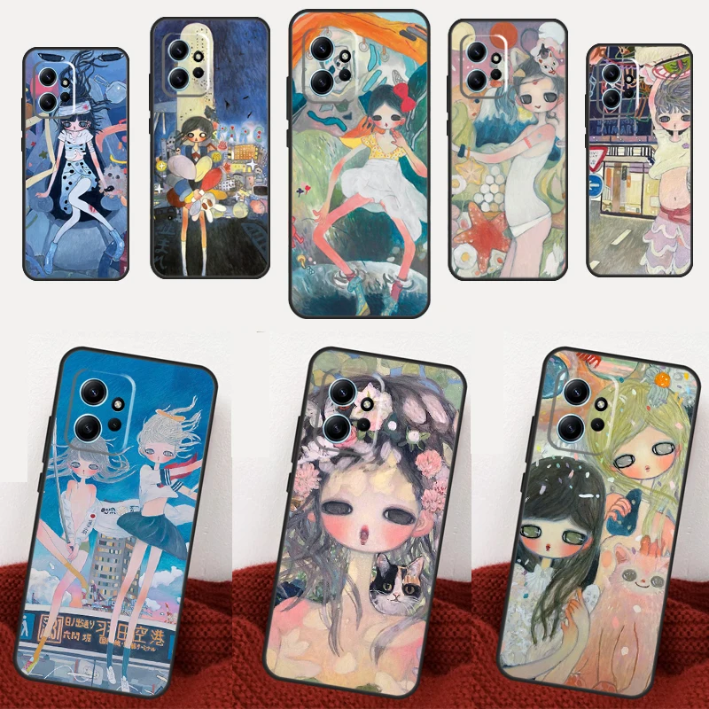 Cartoon Aesthetic Aya Takano Case For Redmi Note 12 Pro Note 11 8 9 10 Pro 12S 10S 11S 9S Redmi 12 10A 9C 10C 12C Cover