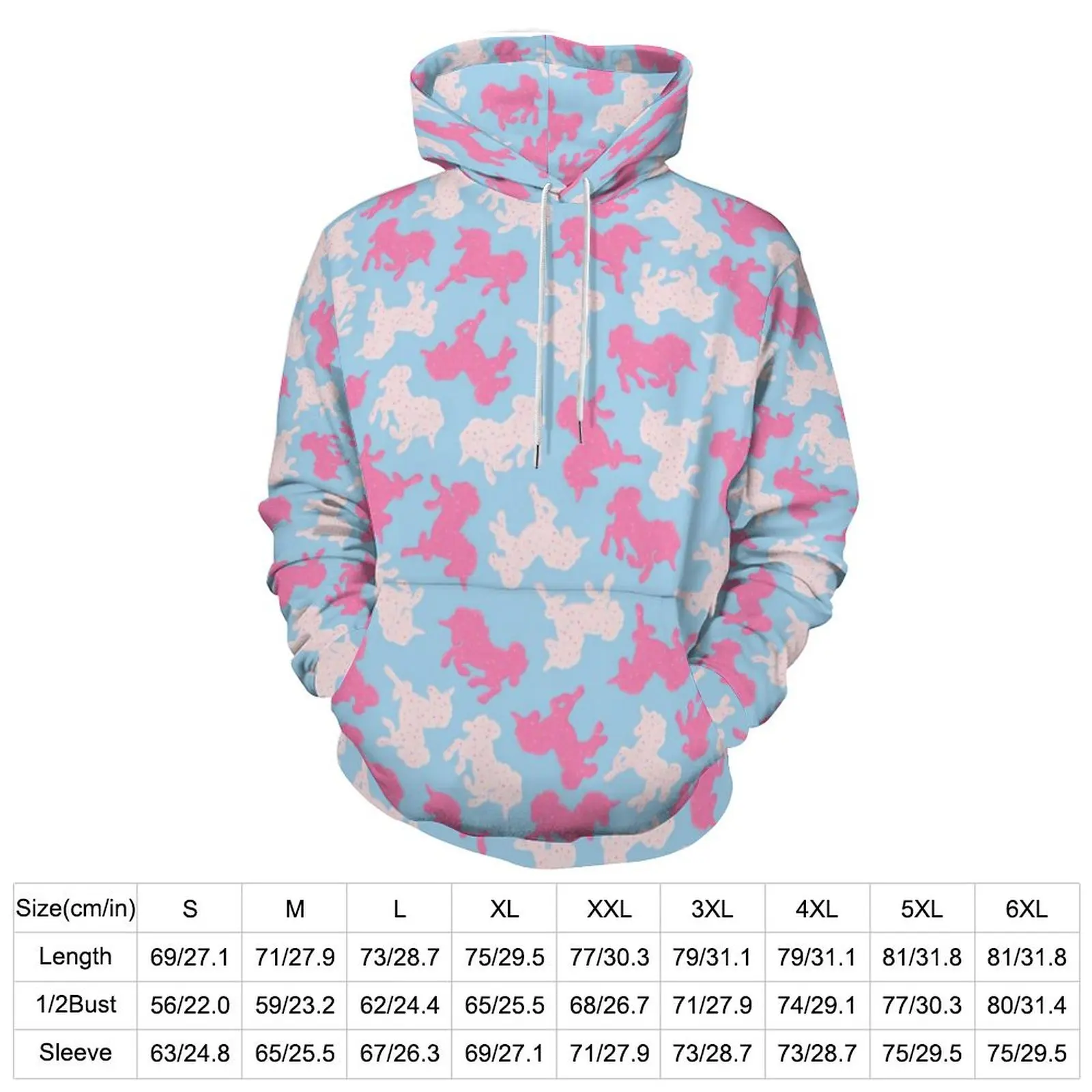 Cute Animal Print Loose Hoodies Frosted Unicorn Funny Pullover Hoodie Unisex Long Sleeve Oversized Casual Graphic Clothing