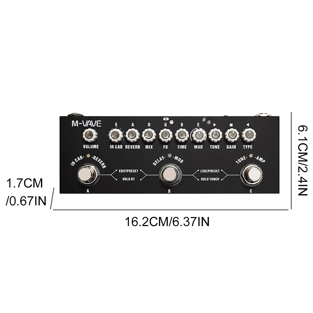 Efekt gitarowy wielofunkcyjny do gitary elektrycznej z efektami Delay, Reverb, MOD, IR Cab, cyfrowy efektor gitarowy, akcesoria gitarowe.
