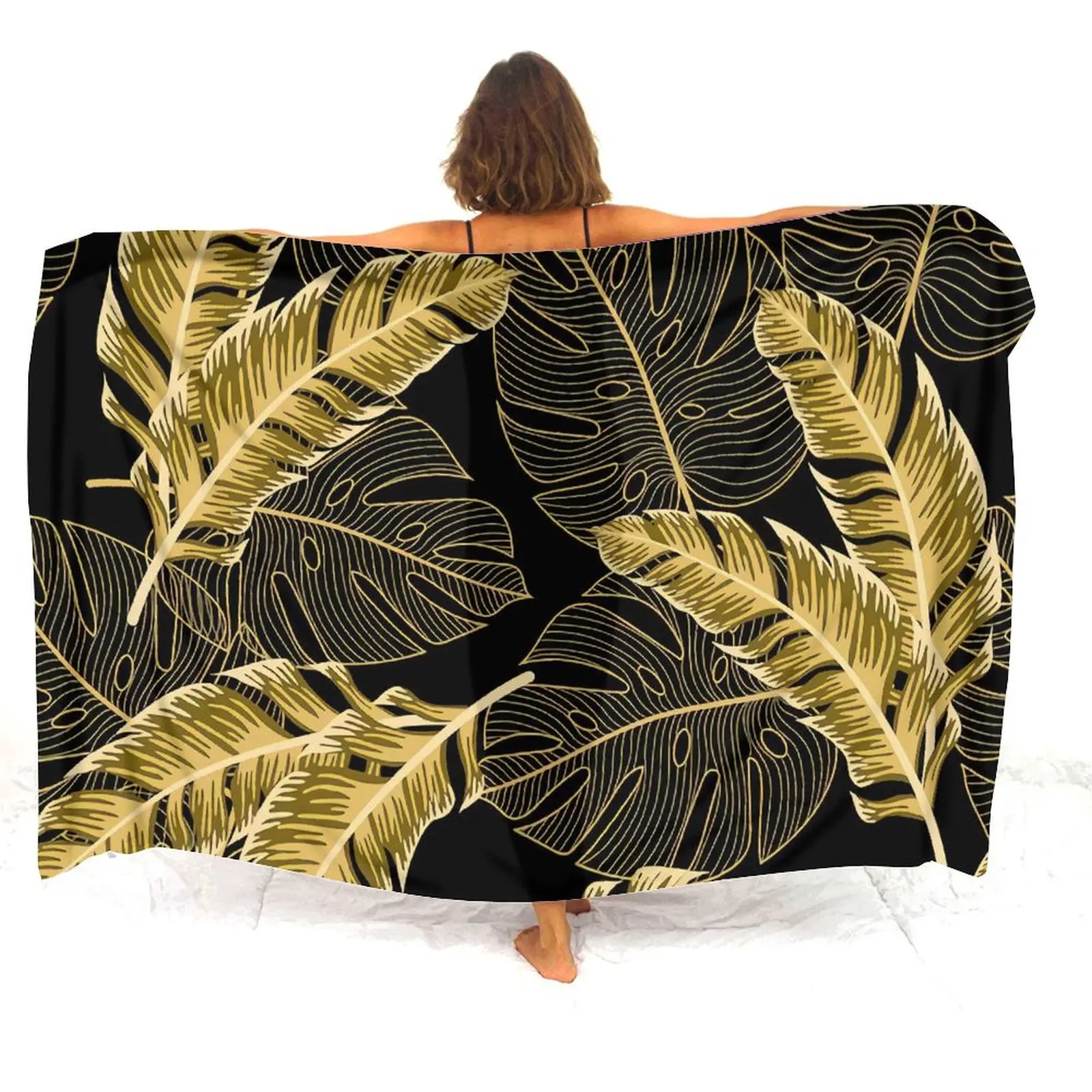 Hawaiian Tropical Elegant Sarong Shawl Custom Polynesian Floral Print Tribal Ethnic Pattern 3d Printed Seaside Sun Shawl Apron