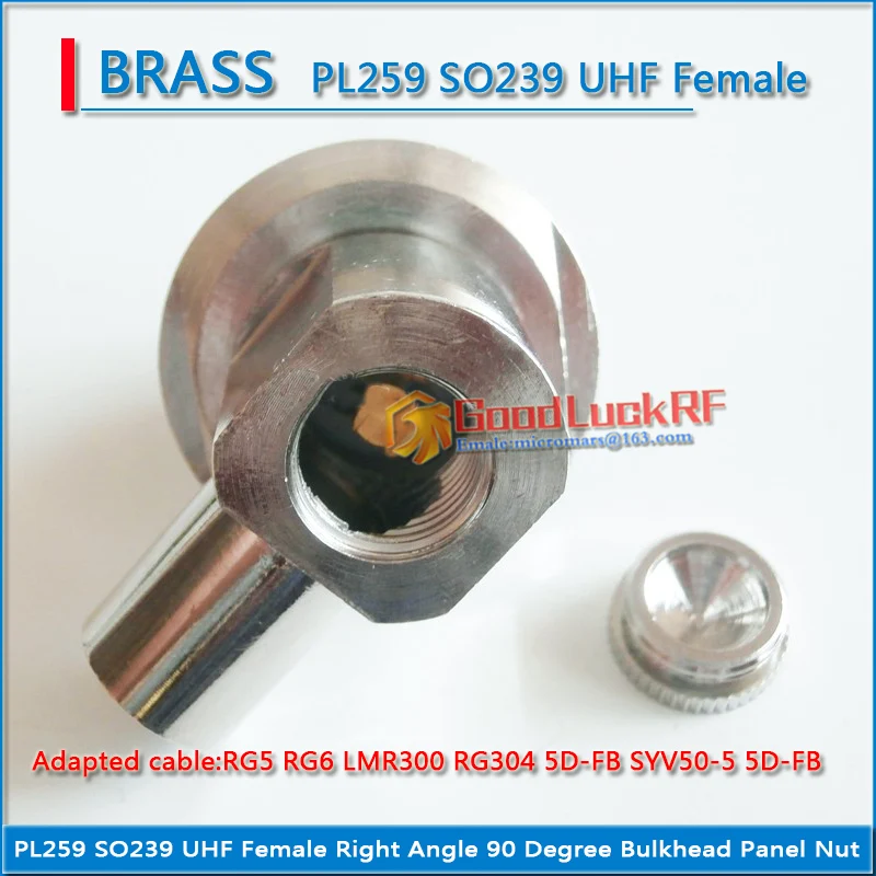 PL259 SO239 UHF Female Bulkhead Nut Panel 90 Degree Right Angle Clamp Solder For RG5 RG6 LMR300 RG304 5D-FB Cable Brass