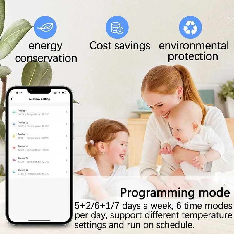 R7 draadloze één-op-één WIFI intelligente thermostaat, LCD-scherm, touchscreen, gasboiler waterverwarming, temperatuurregelaar