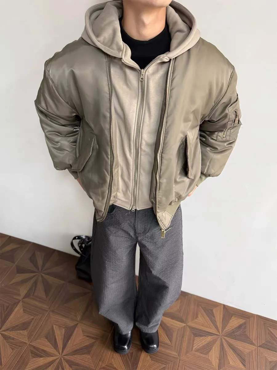 

Thiened American Sle Bomber Jaet хлопковое пальто с капюшоном для мужчин, зимнее теплое повседневное свободное молодежное пальто (4) Long Sve