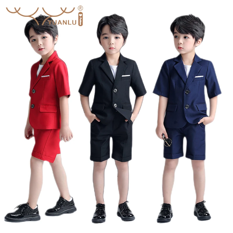 

New Fashion Summer Beach Wedding Suit for Boys Formal Short 2 Pcs Blazer Jacket and Pants for Kids Teens 2022 Hot Sale Party