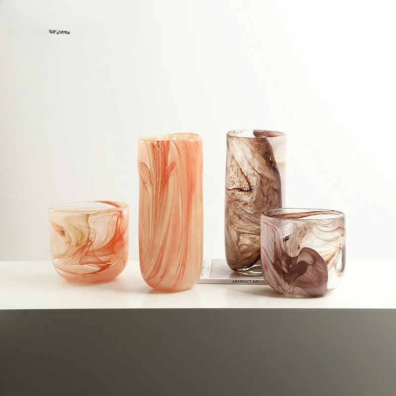Modern minimalist creative ink flow glass vase cross-border home model room living room dining table high-end ornament