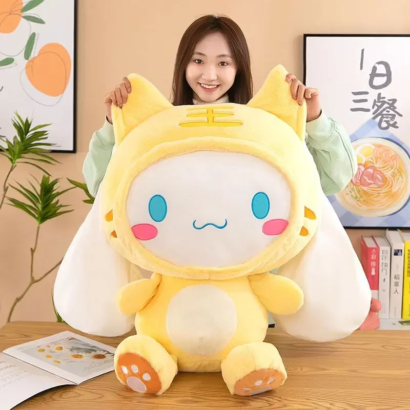 60CM duży rozmiar Sanrio Kawaii śliczne Cinnamoroll wypchane zwierzę komfort miękka lalka prezent świąteczny dla dzieci Cartoon Anime pluszowe