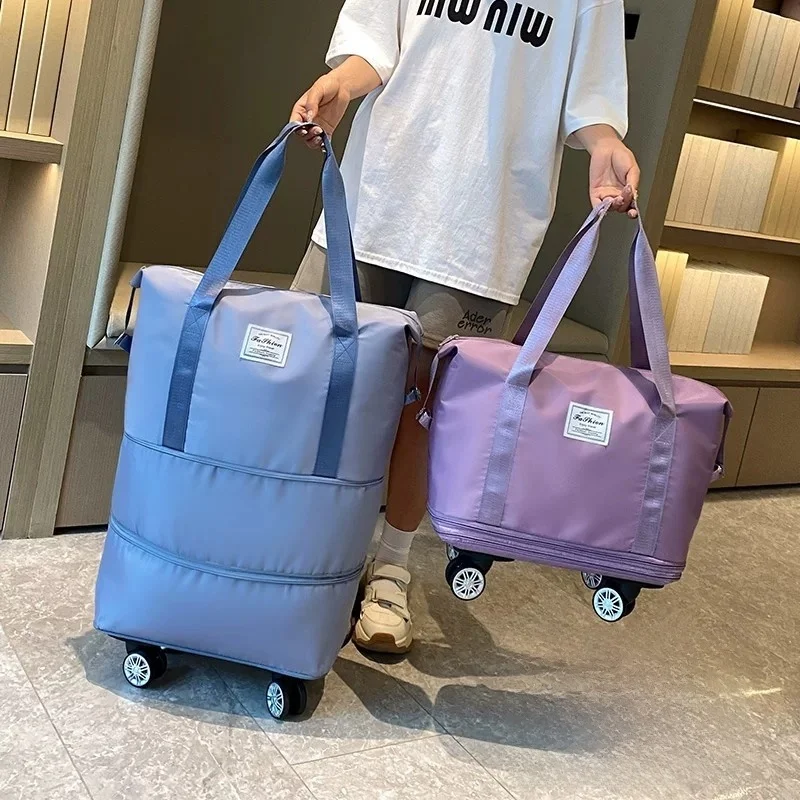 large-capacity-universal-wheel-travel-bag-hand-pull-suitcase-with-roller-storage-bag-fitness-bag-nylon-material-unisex