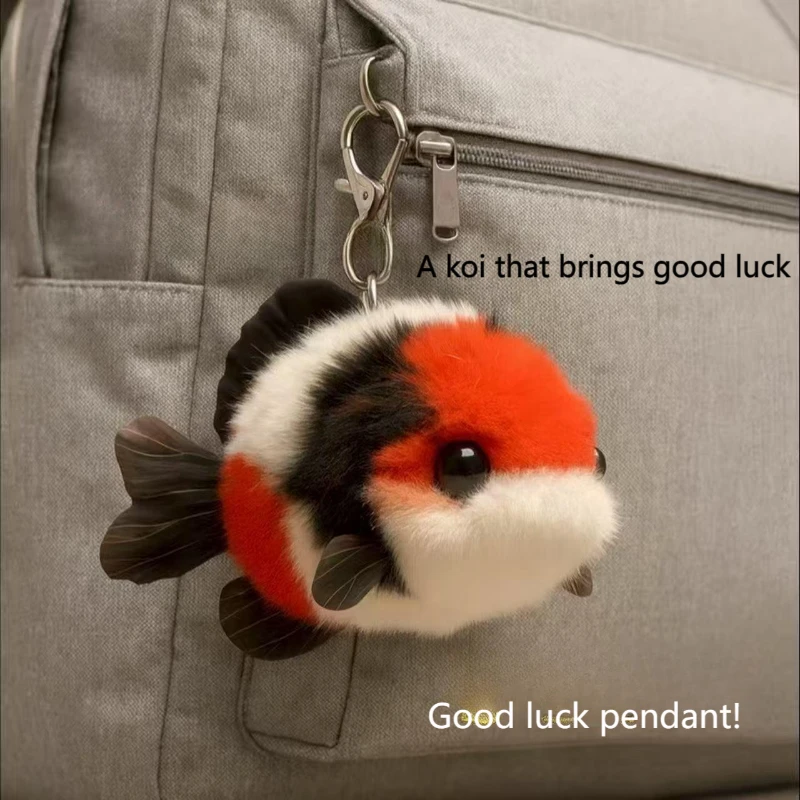 

Good Luck Koi в подарок для начинающих, небольшой кулон, милый плюшевый кулон для пары, брелок в виде карпа, подвеска для школьной сумки