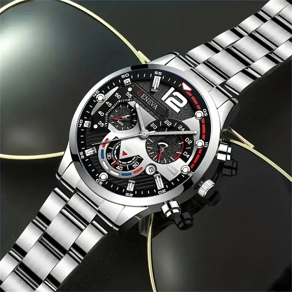 Fashion Mens Watches Luxury Stainless Steel Quartz Wrist Watch Calendar Luminous Men Business Casual with Male Sports Bracelet