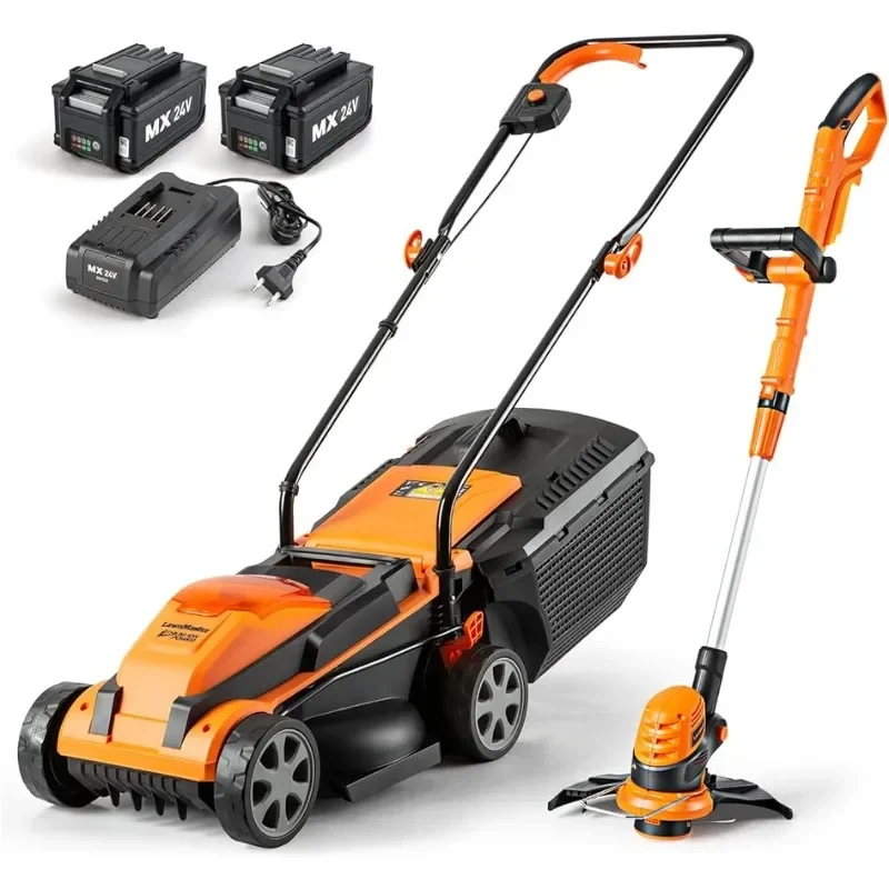 

LawnMaster 20VMWGT 24V Max 13-inch Lawn Mower and Grass Trimmer 10-inch Combo with 2x4.0Ah Batteries and Charger