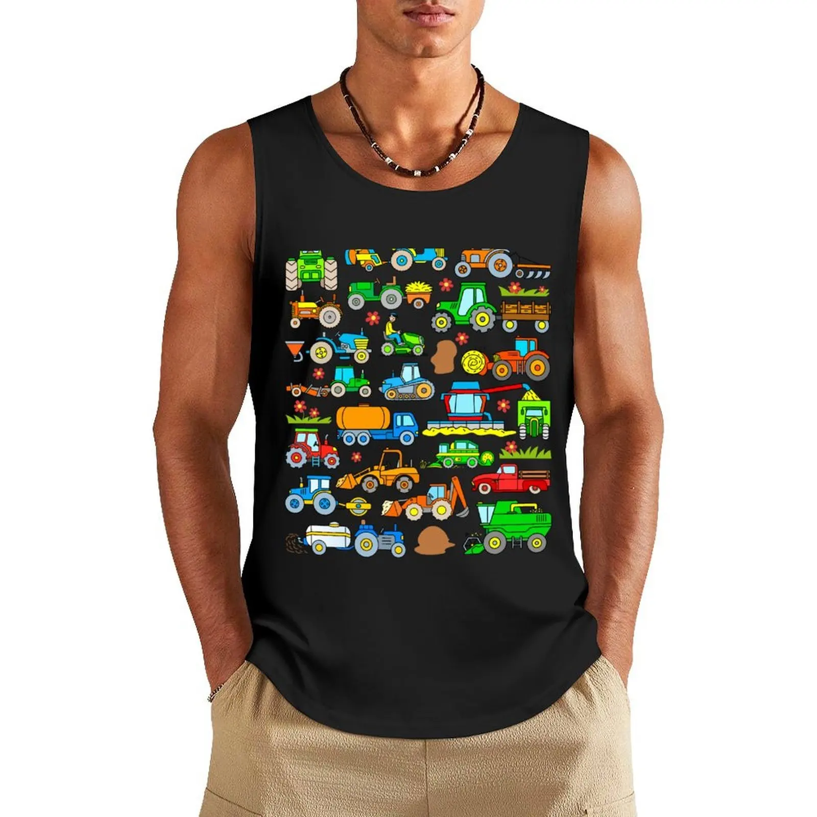 

Kids Farm Tractor Design Tank Top sleeveless singlet for men t-shirts for Men's gym Sleeveless men