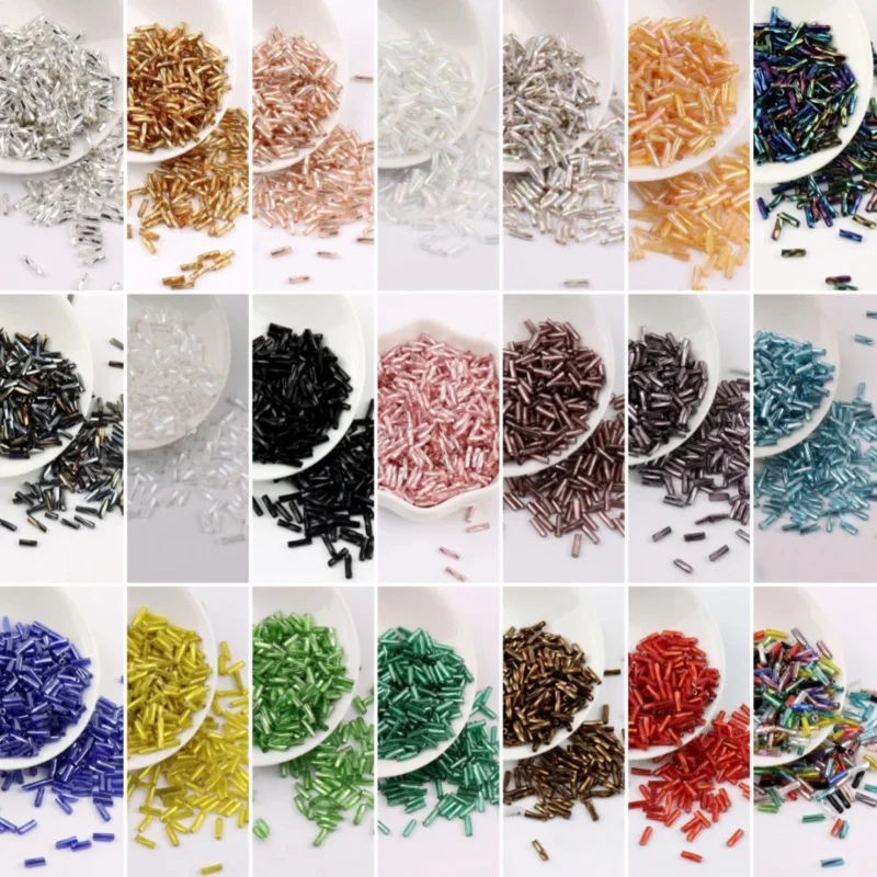 2x6mm Spirale Silber gefüllte Glasröhrenperlen DIY kleines Schmuckherstellungsmaterial Tschechische Perlen 3-Minuten gedrehte Röhrenperlen