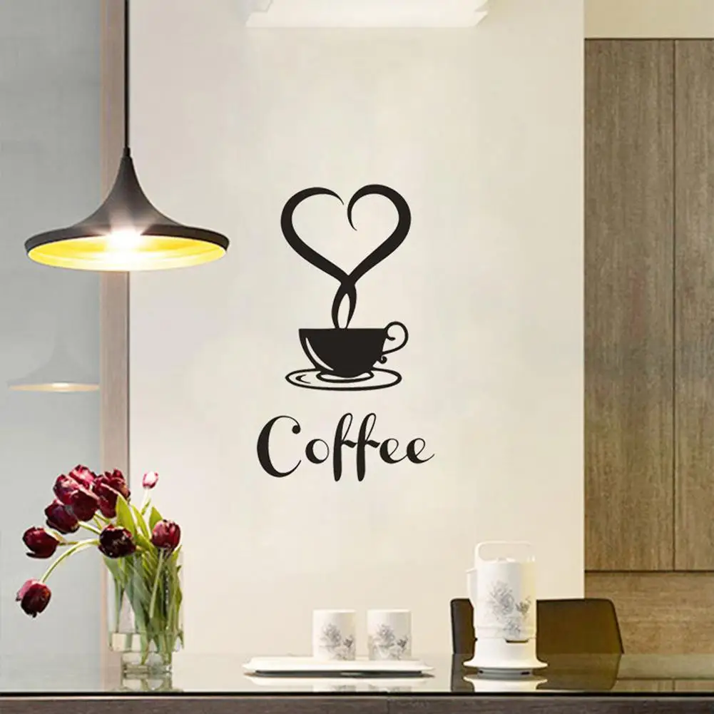 [ Ready Stock ] Wall Sticker Coffee Cup Pattern Pvc Kitchen Oil-proof Anti-fouling Home Decoration Sticker