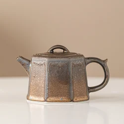 Ceramic Teapot Iron-rust Glaze Single Pot Household Kung Fu Tea Set Retro Brewing Black Tea Pots with Holes Filter Tea