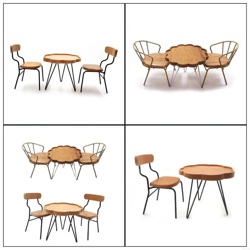 Miniatuurtafel en stoelset Poppenhuismeubilair voor kinderen Fantasiespel Poppenhuis Buitenscène Displayaccessoires A2UB