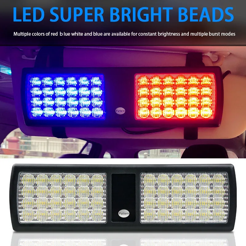 KOOJN High Brightness Car Sunshade High-power Explosive Flashing Strobe Warning Light LED18 Flashing Methods 12-24V