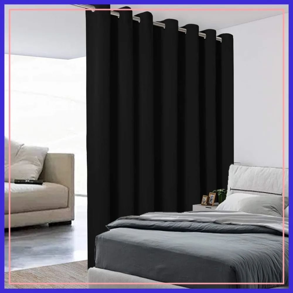 

Extra Wide Room Divider Curtain, Total Privacy, Noise Reducing Blackout, 96L x 120W in, 1 Panel, Black