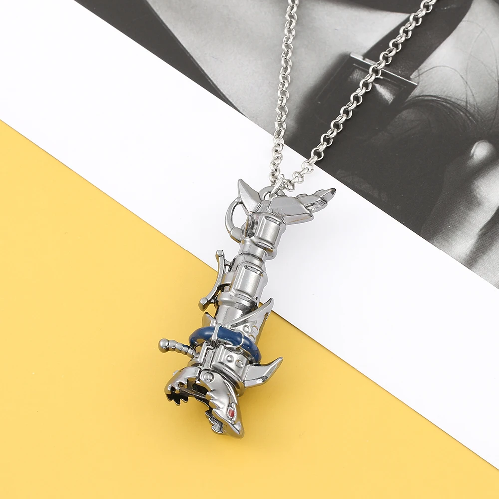 Hot Game League of Legends Pendant Necklace Jinx Fish Bones Rocket Launcher Metal Necklace for Fans Jewelry Accessories Toy Gift