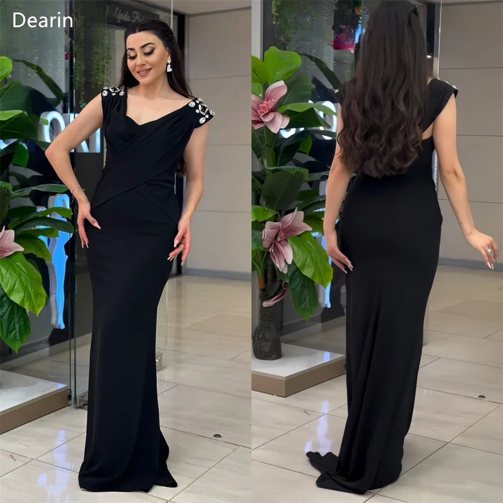 Customized Formal Gown Dearin Shoulder Girdle Mermaid Floor Length Skirts Draped Sleeveless Bead Bespoke Occasion Dresses Evenin