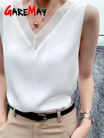 Women's Black Blouses Summer Elegant Tunic Vintage Office Satin Silk Blouse Basic Chiffon Tops Shirt 2025 For Women - Image 5