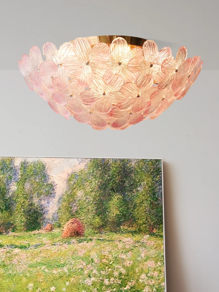 Modern Floral Art Glass LED Chandelier Pendant Light for Living Room Dining Room Indoor Hanging Home