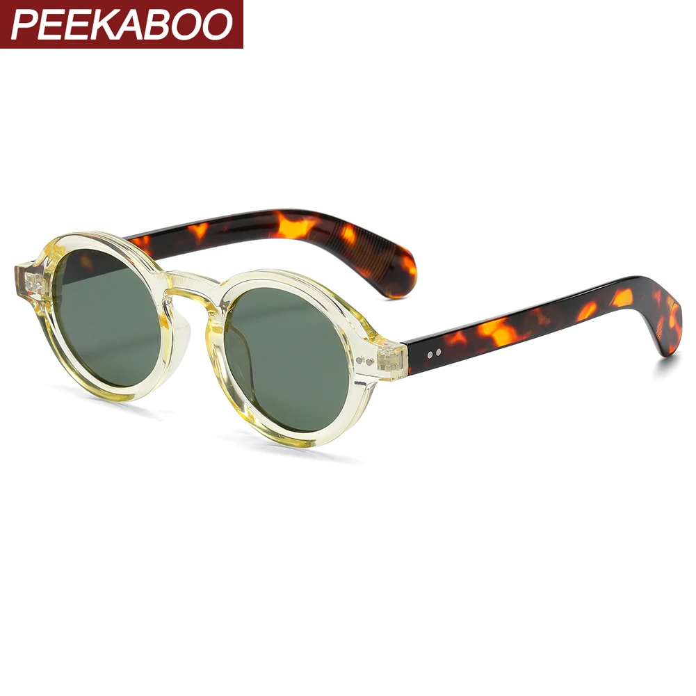 

Peekaboo vintage fashion sunglasses for men retro style unisex round sun glasses for women rivets decoration green blue 2024