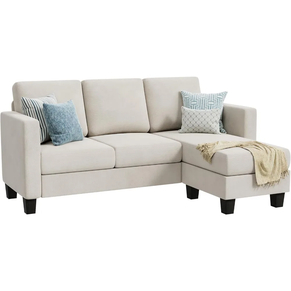 โซฟาปรับนอนรูปตัวแอล 3 ที่นั่ง หุ้มผ้าลินินทันสมัย เหมาะสำหรับพื้นที่ขนาดเล็ก โซฟาแสนสบายพร้อมที่วางแขน