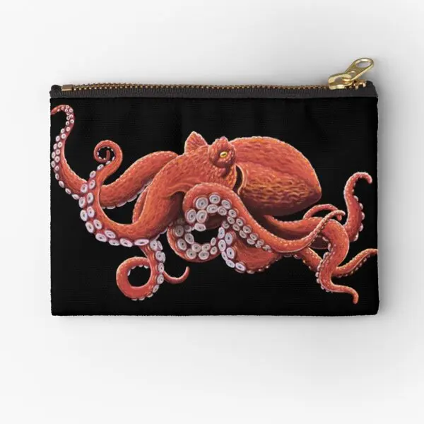 Giant Pacific Octopus  Zipper Pouches Key Pure Storage Small Packaging Pocket Cosmetic Panties Coin Wallet Socks Women Men Money