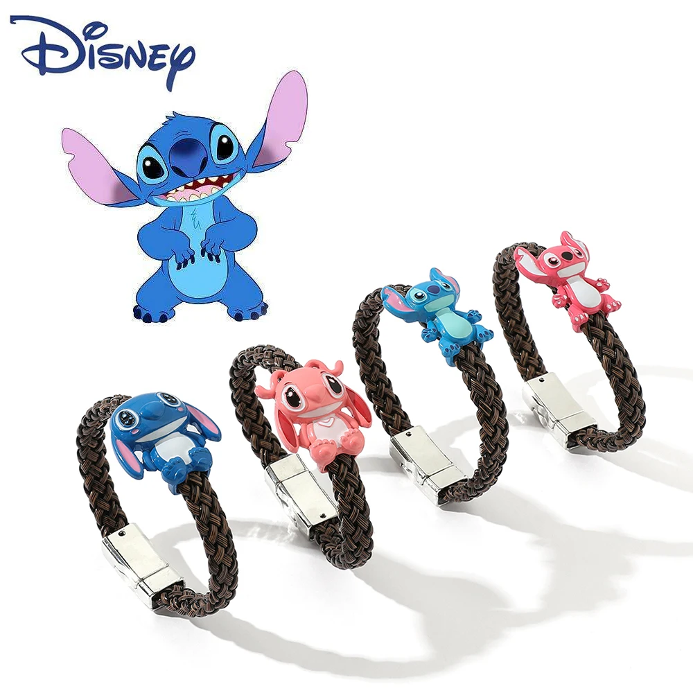 Disney Trending Products Stitch Charm Bracelet Woven Leather Rope Wrap Men Bracelets Handmade Party Bangles For Women Kids