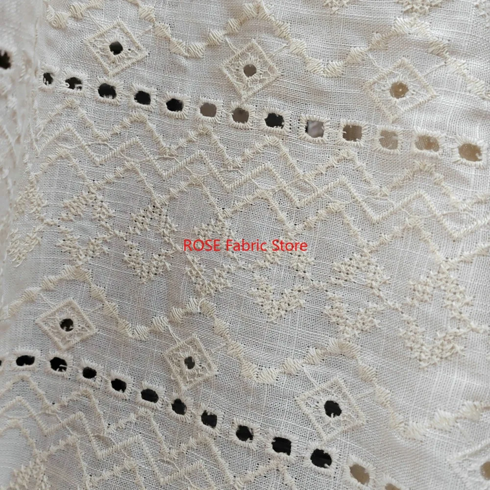 1 ياردة الكتان الجوف خارج المطرزة النسيج الملابس فستان الستار صنع اليدوية DIY بها بنفسك القماش مواد الخياطة