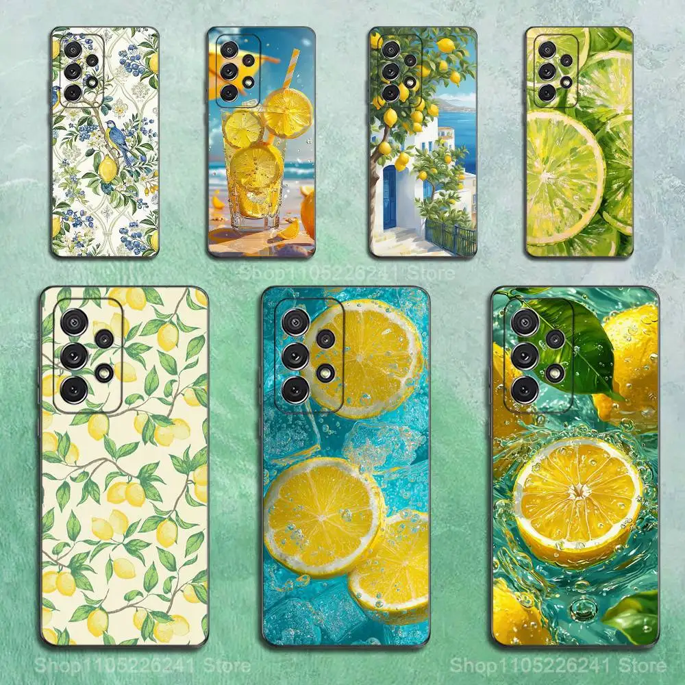 

Fruit Lemon Art Fresh Phone For Samsung S25,S10,S20,S10,S21,S9,S24,S23,Ultra,FE,Plus,Lite,Soft Silicone Black Cover