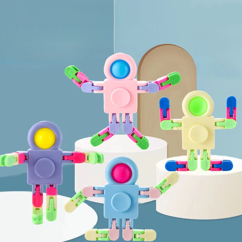 Kinderen Fidget Spinner Keten Mechanische Vervorming Robot POP Squeeze Stress Relief Speelgoed Antistress Tol Tip