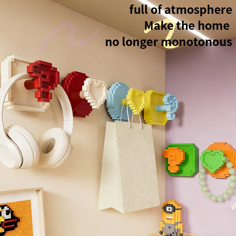 Pixel Dopamine Suction Cup Hook, High Aesthetic Value, Household Bathroom Storage, No Punching, Detachable Pixel Hook