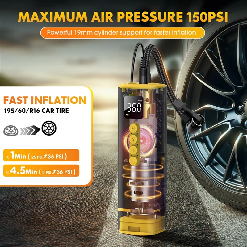 

Воздушный насос для автомобильных шин, мини-портативный воздушный компрессор, проводной насос с удлиненным шнуром для велосипеда, мотоцикла