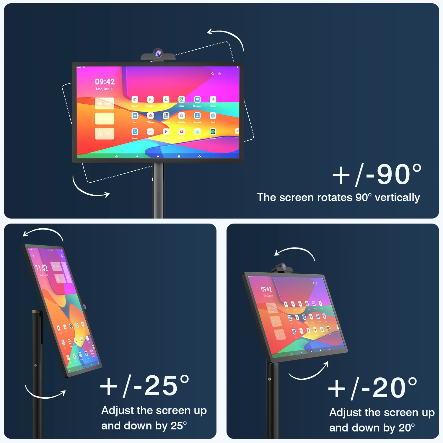 تلفزيون LCD لاسلكي بشاشة تعمل باللمس ، 27 32 بوصة ، قف بجانبي ، تلفزيون أندرويد مع حامل ، مخزون الولايات المتحدة الأمريكية جاهز للشحن