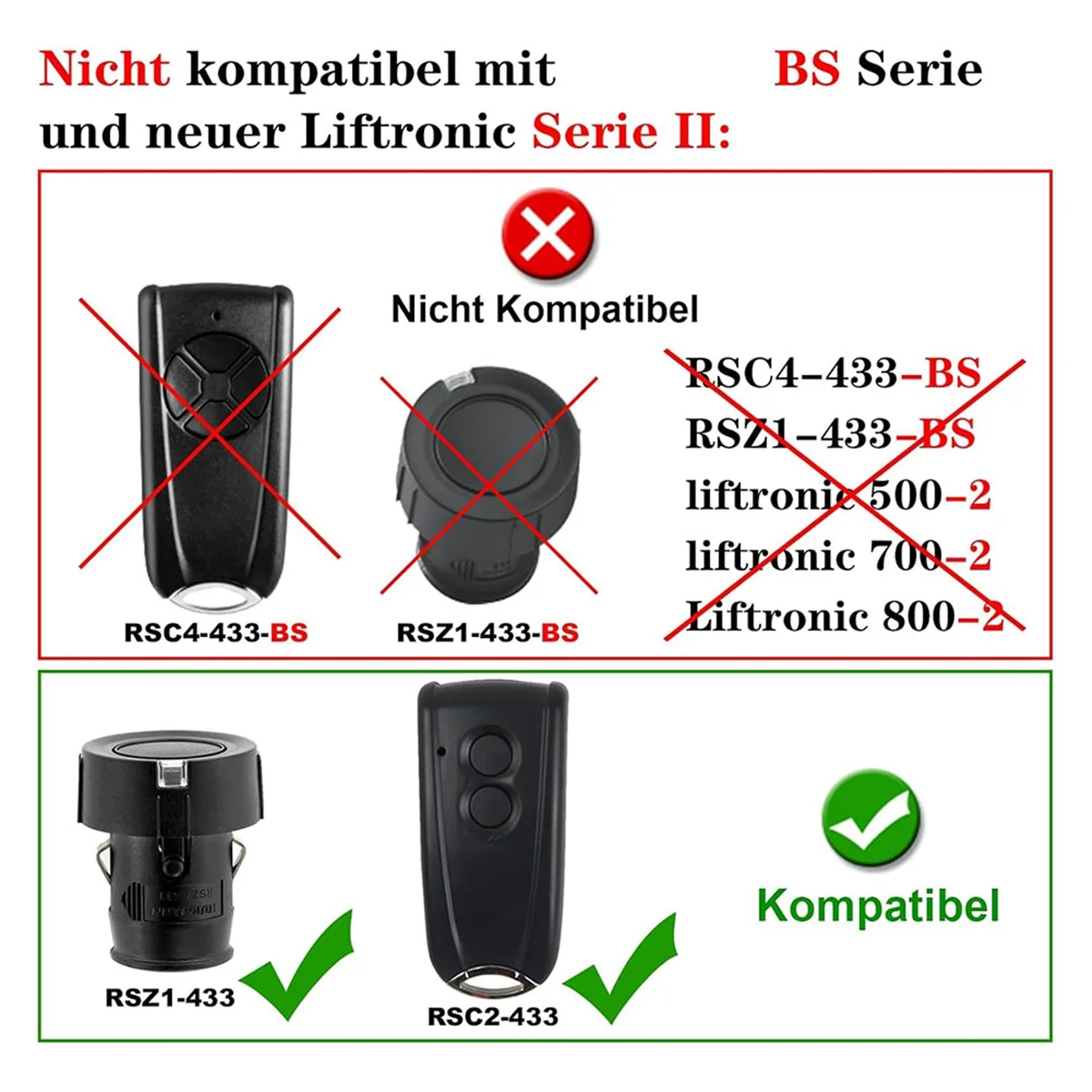 Controle Remoto para Porta da Garagem, Porta de Rolamento Sem Fio, 2 Botões, Ecostar, RSE2, RSC2, 433MHz