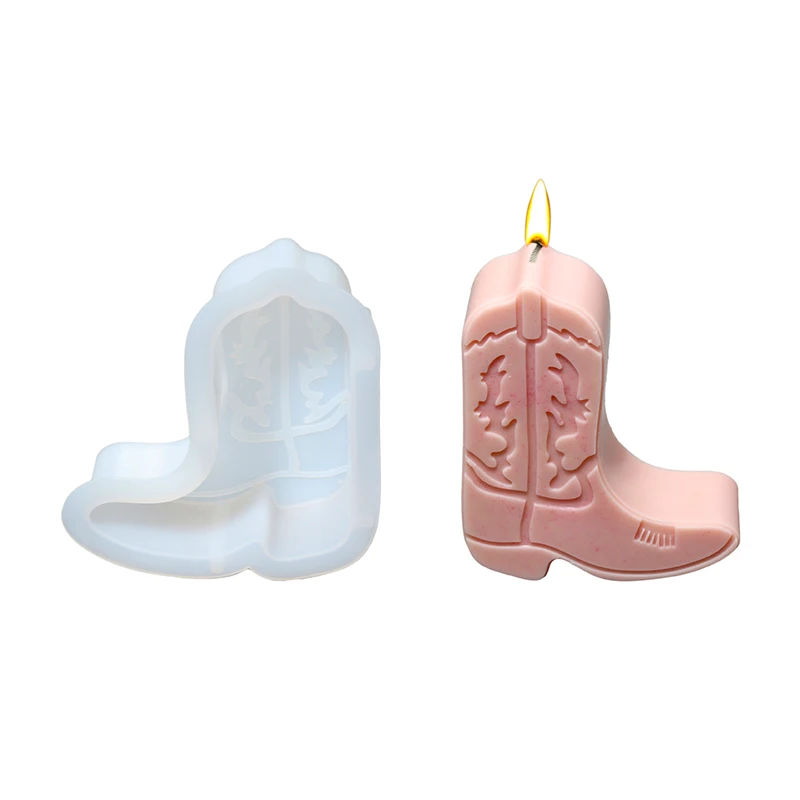 Christmas Boots Candle Silicone Mold DIY Handmade Aromatherapy Gypsum Soap Candle Making Mould Cowboy Boot Silicone Molds