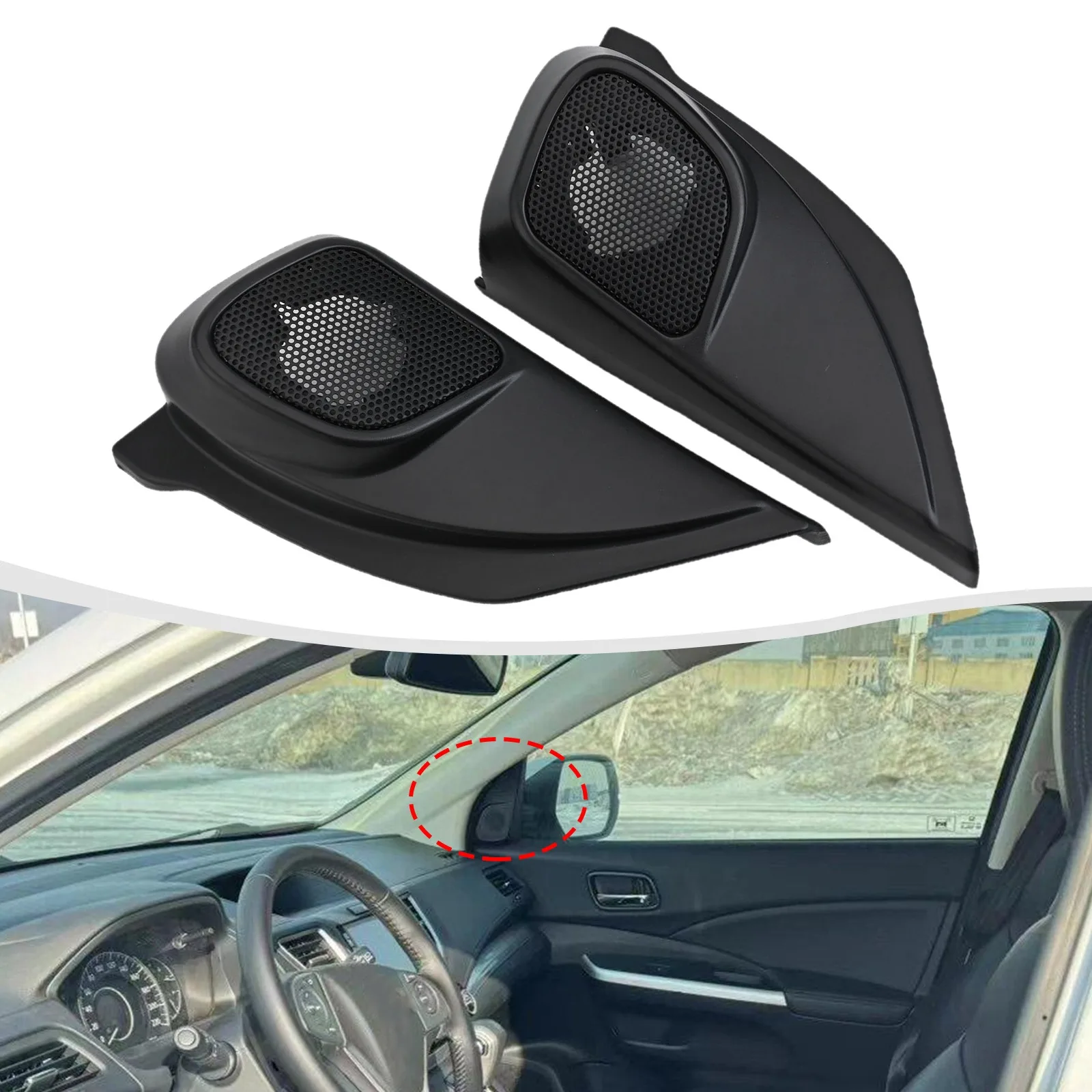 2PCS Car Door Triangle Audio Speaker Cover For Honda CR-V 2012 2013 2014 2015 2016 A-Pillar Speaker Mount Trim
