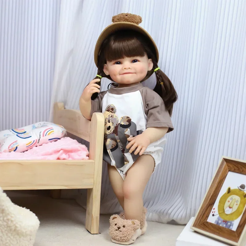 55 cm herboren poppen meisje full body siliconen pop realistische herboren pop verjaardagscadeau voor kleine kinderen baby siliconen poppensets