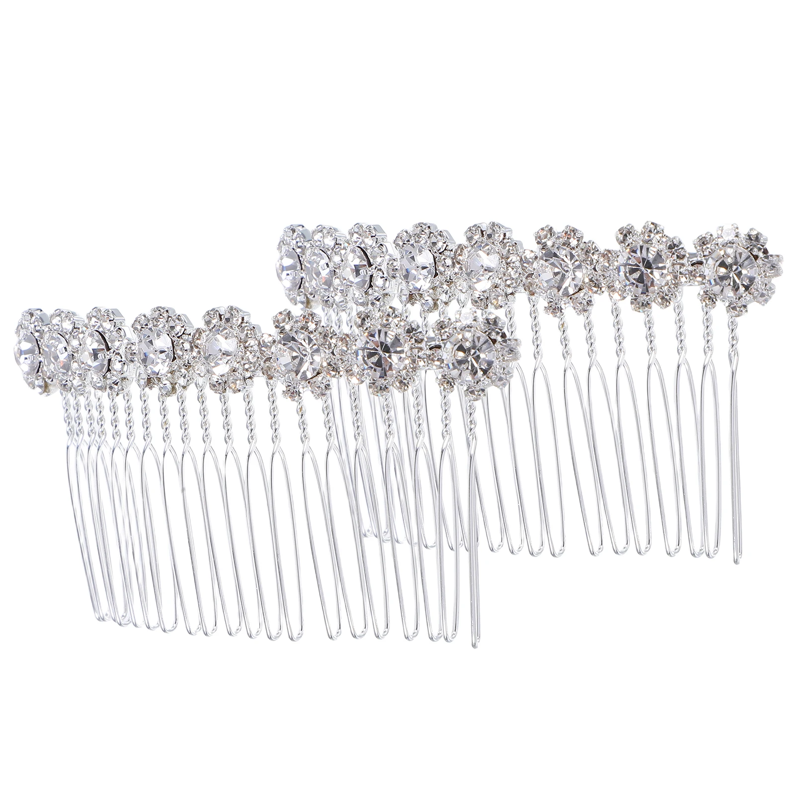 

2Pcs Sunflower Hair Combs Elegant Crystal Alloy Bridal Accessories for Women Wedding Party Styling Silver Versatile Secure Hold