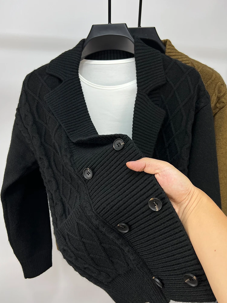 

Кашемировый кардиган, мужской кардиган с воротником-поло, новый стиль, вязаный свитер с длинным рукавом для весны и осени, Мужская трикотажная одежда B122