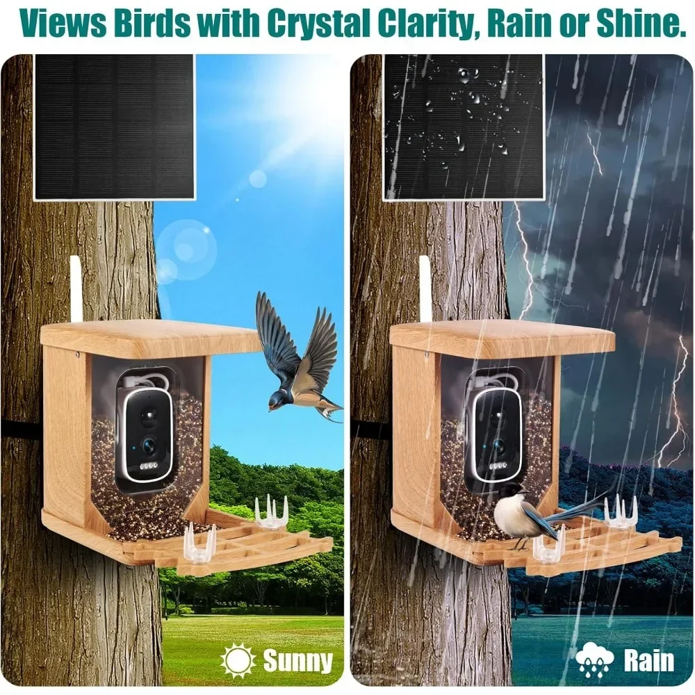 Smart Bird Feeder with Camera,Solar Camera Birds Feeder House,BirdWatching Camera & AI Identify Birds Species, Bird Feeder