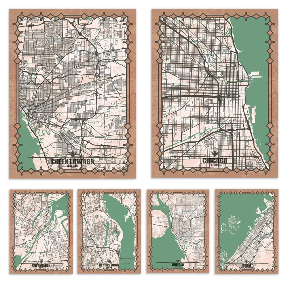Póster de mapa de la ciudad de Cairo, Buffalo, Canberra, Cheektouben, Dusseldorf, Clifton Park, Clermont-Ferrand, Elmira, Nueva York, Dorni Kubin