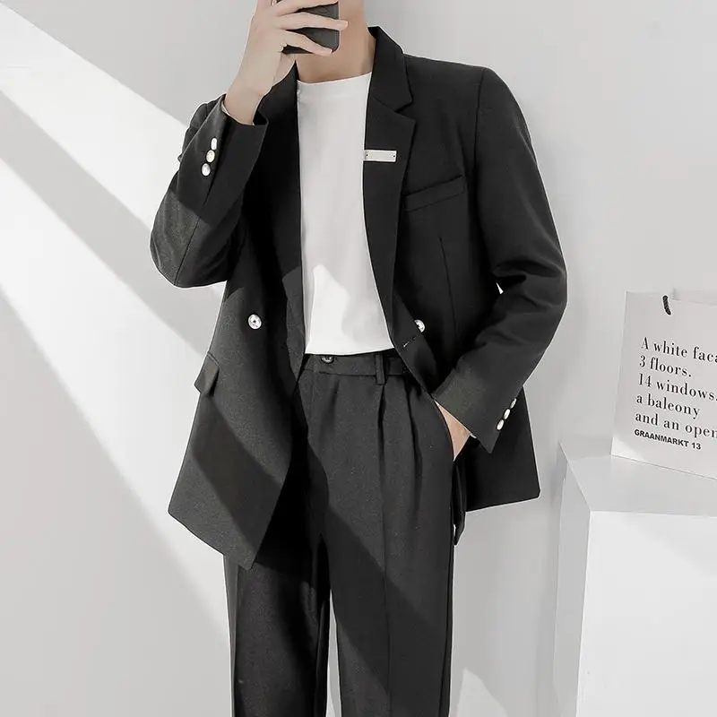 2-A68  Internet celebrity fashion casual suit men ins light mature style high-end loose suuth business two-piece suit