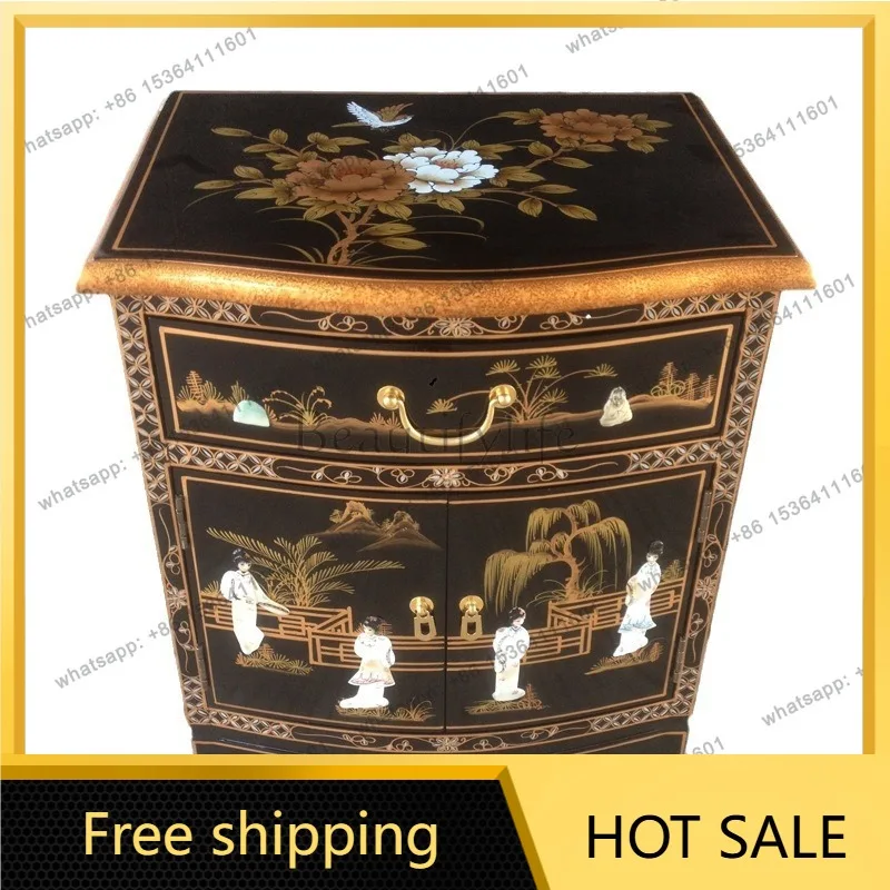 Zj. Piano paint shell corner few bright bedside table Ming and Qing classical painted furniture